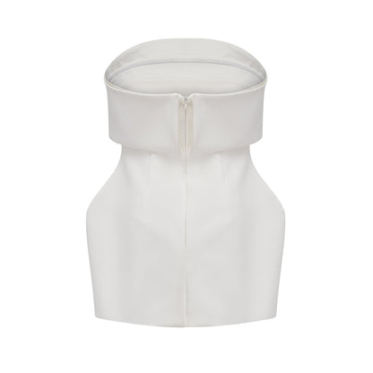 Énora white off-shoulder puff mini dress