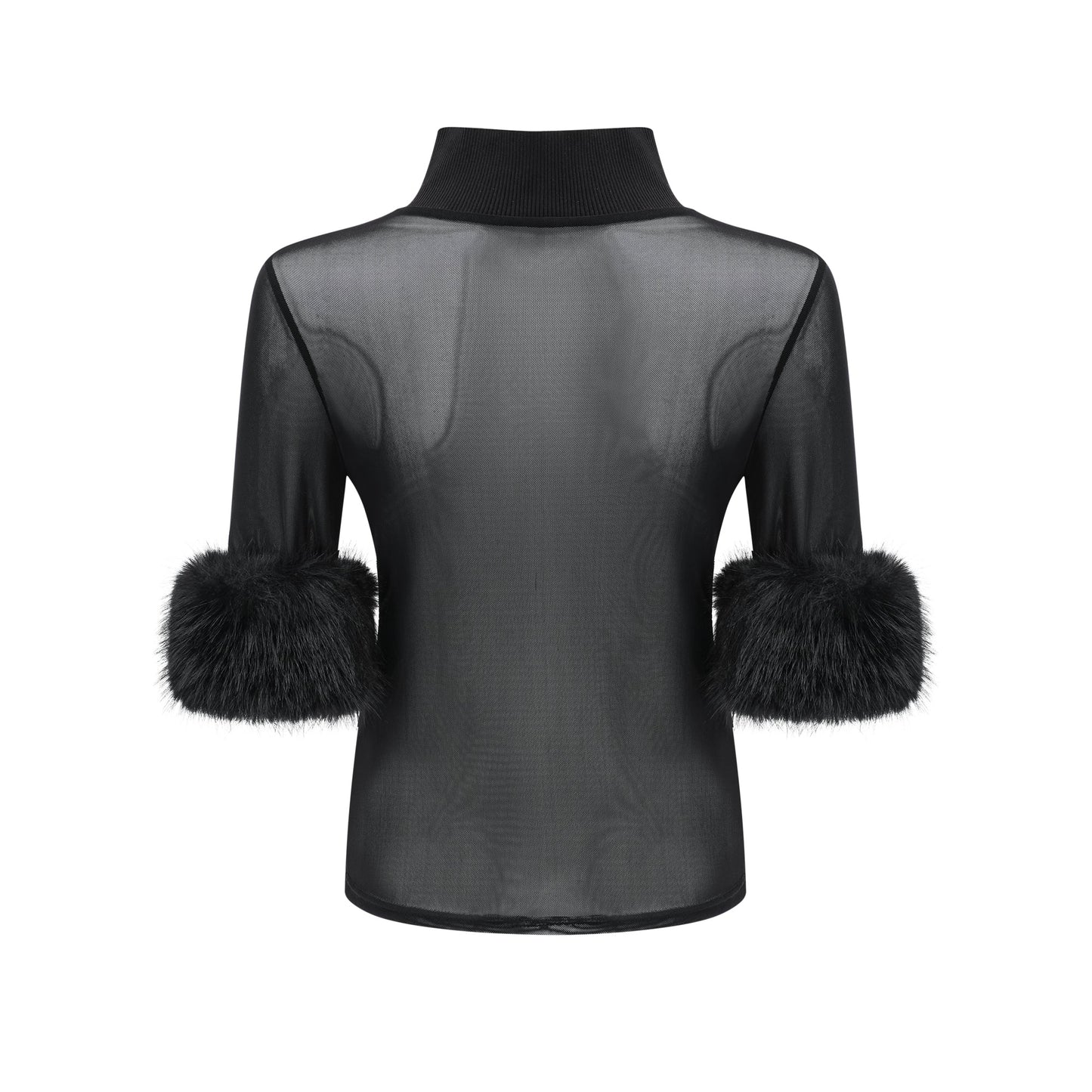 Ségolène black faux-fur tulle top