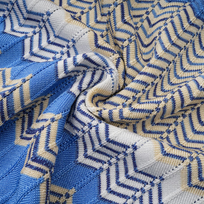 Daniela blue zigzag-design knit top & skirt matching set