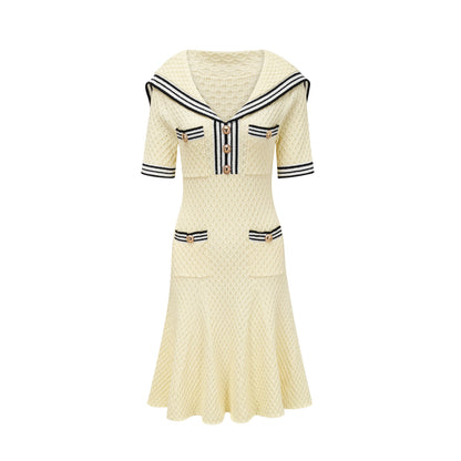 Madeleine yellow sailor-collar knitted dress