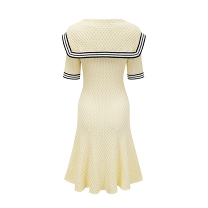 Madeleine yellow sailor-collar knitted dress