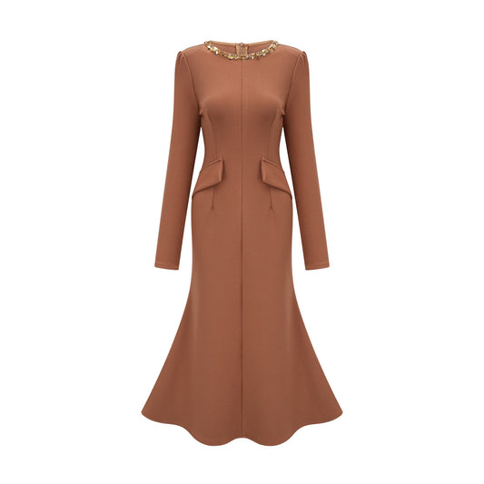 Doriane khaki sequin-embellished midi dress