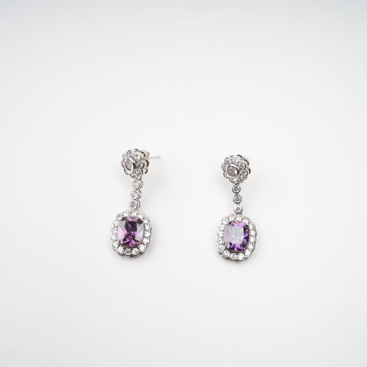 Clémence Purple Crystal Embellished Earrings