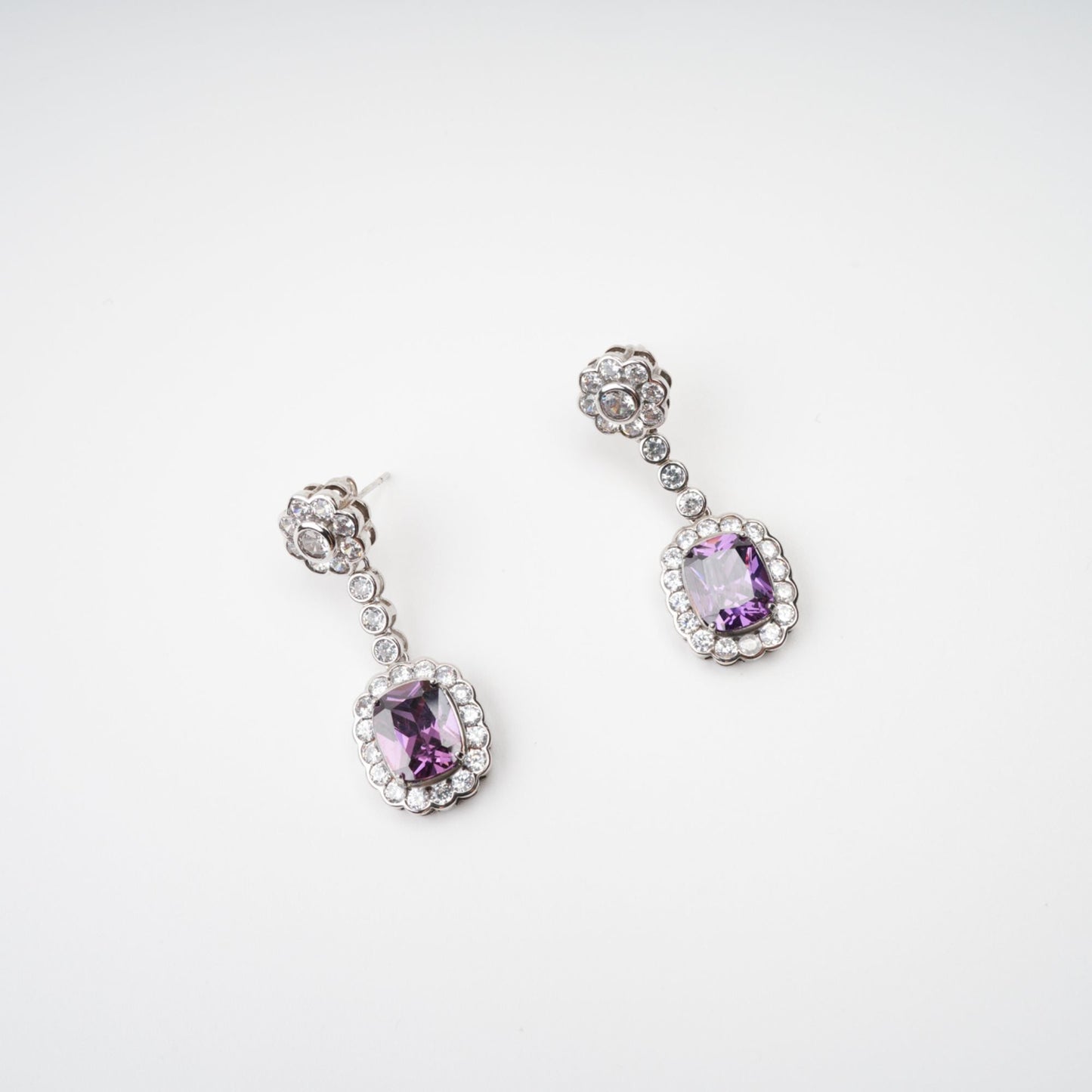 Clémence Purple Crystal Embellished Earrings