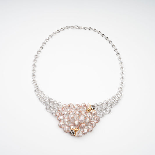 Anthemon Silver Tone Crystal Embellished Necklace