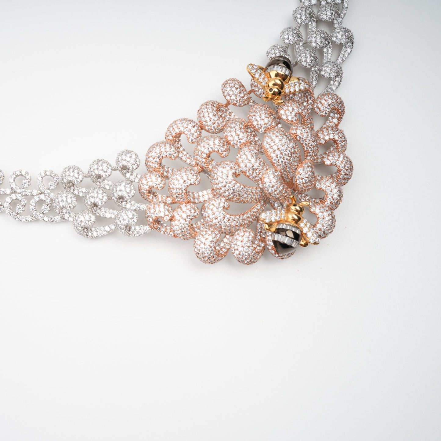Anthemon Silver Tone Crystal Embellished Necklace