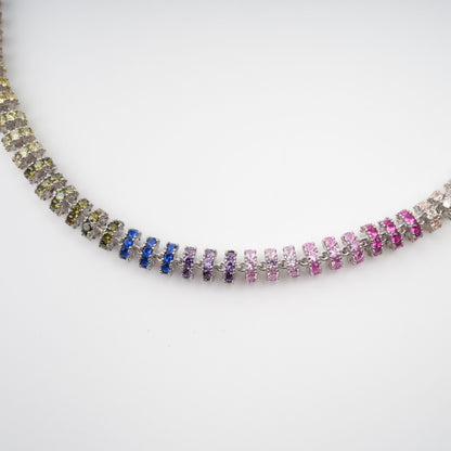 Sandrine Multicolor Crystal Embellished Sterling Silver Necklace