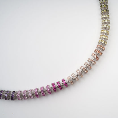 Sandrine Multicolor Crystal Embellished Sterling Silver Necklace