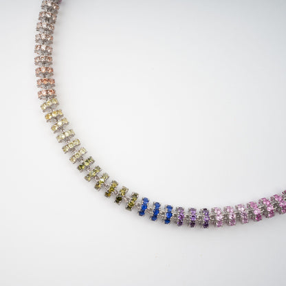 Sandrine Multicolor Crystal Embellished Sterling Silver Necklace