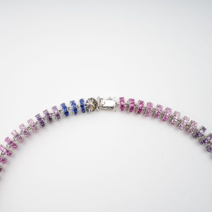 Sandrine Multicolor Crystal Embellished Sterling Silver Necklace