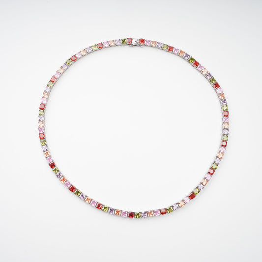 Avril Multicolor Square Cut Crystal Embellished Necklace