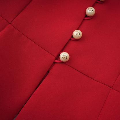 Colette red pleated blouse & skirt matching set