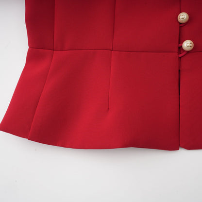 Colette red pleated blouse & skirt matching set