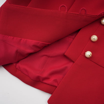 Colette red pleated blouse & skirt matching set