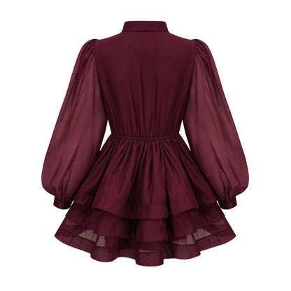 Élodie tiered flared mini dress in Red