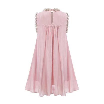 Helena pink embellished pleated mini dress