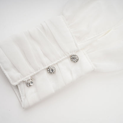 Andrea asymmetrical tulle blouse & skirt matching set in White