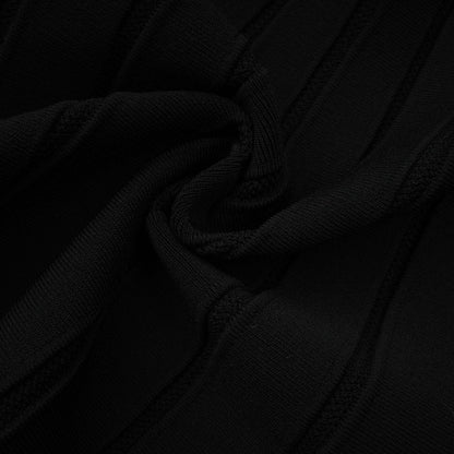 Justine black off-shoulder bow knit mini dress