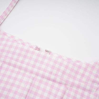 Sandrine gingham-check top & skirt matching set