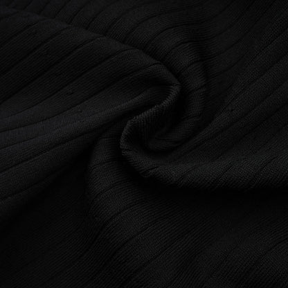 Nadège black ruffled-neck knitted midi dress