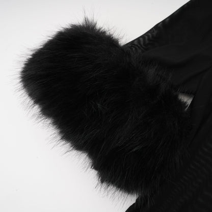 Ségolène black faux-fur tulle top