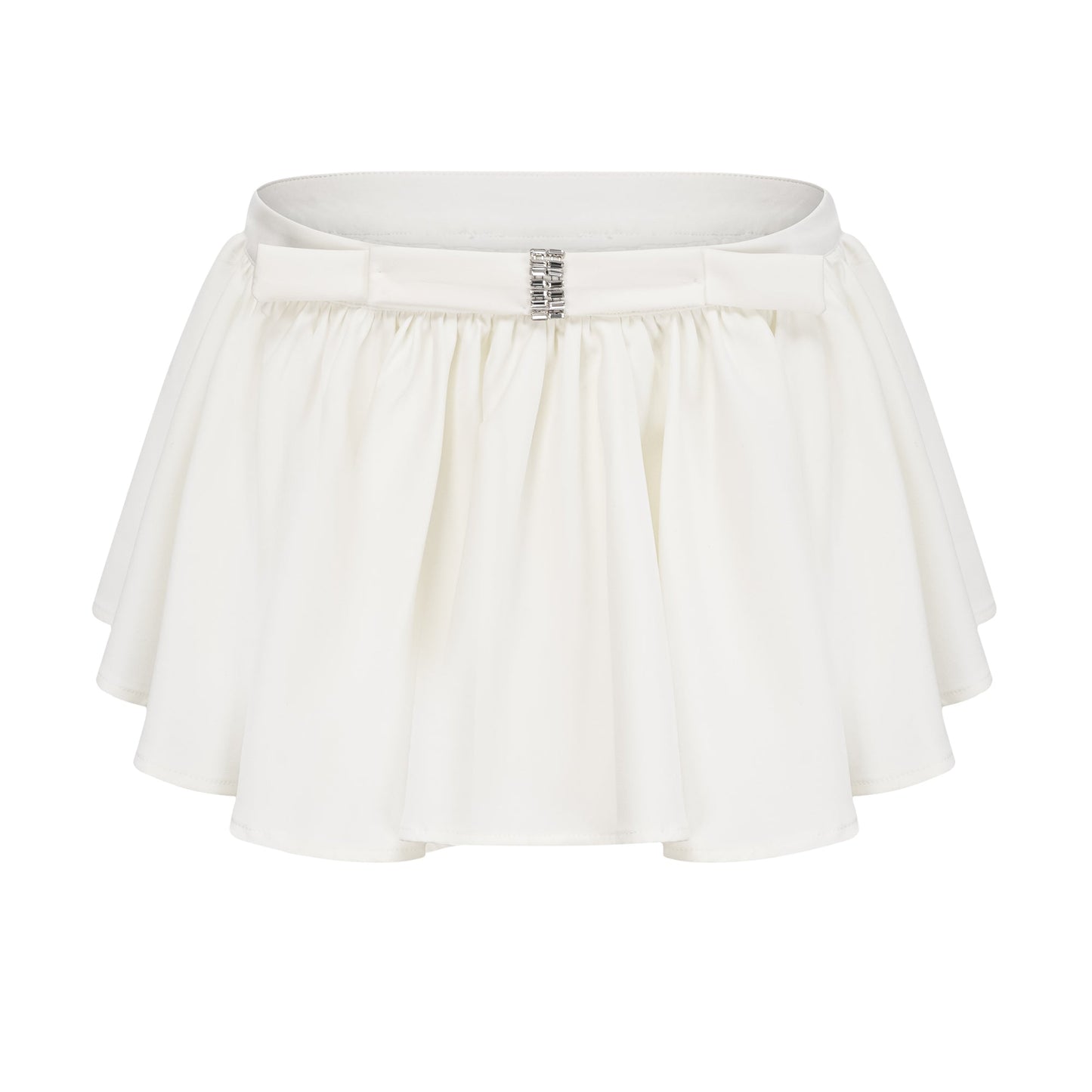 Andrea asymmetrical tulle blouse & skirt matching set in White