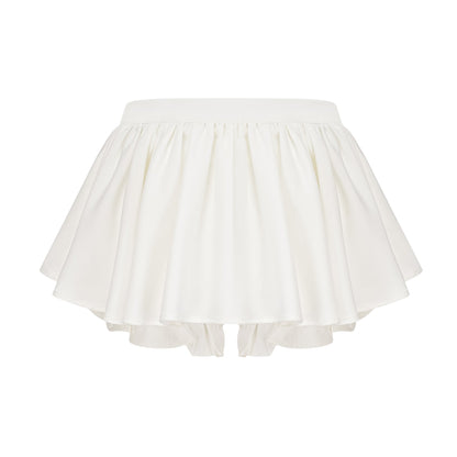 Andrea asymmetrical tulle blouse & skirt matching set in White