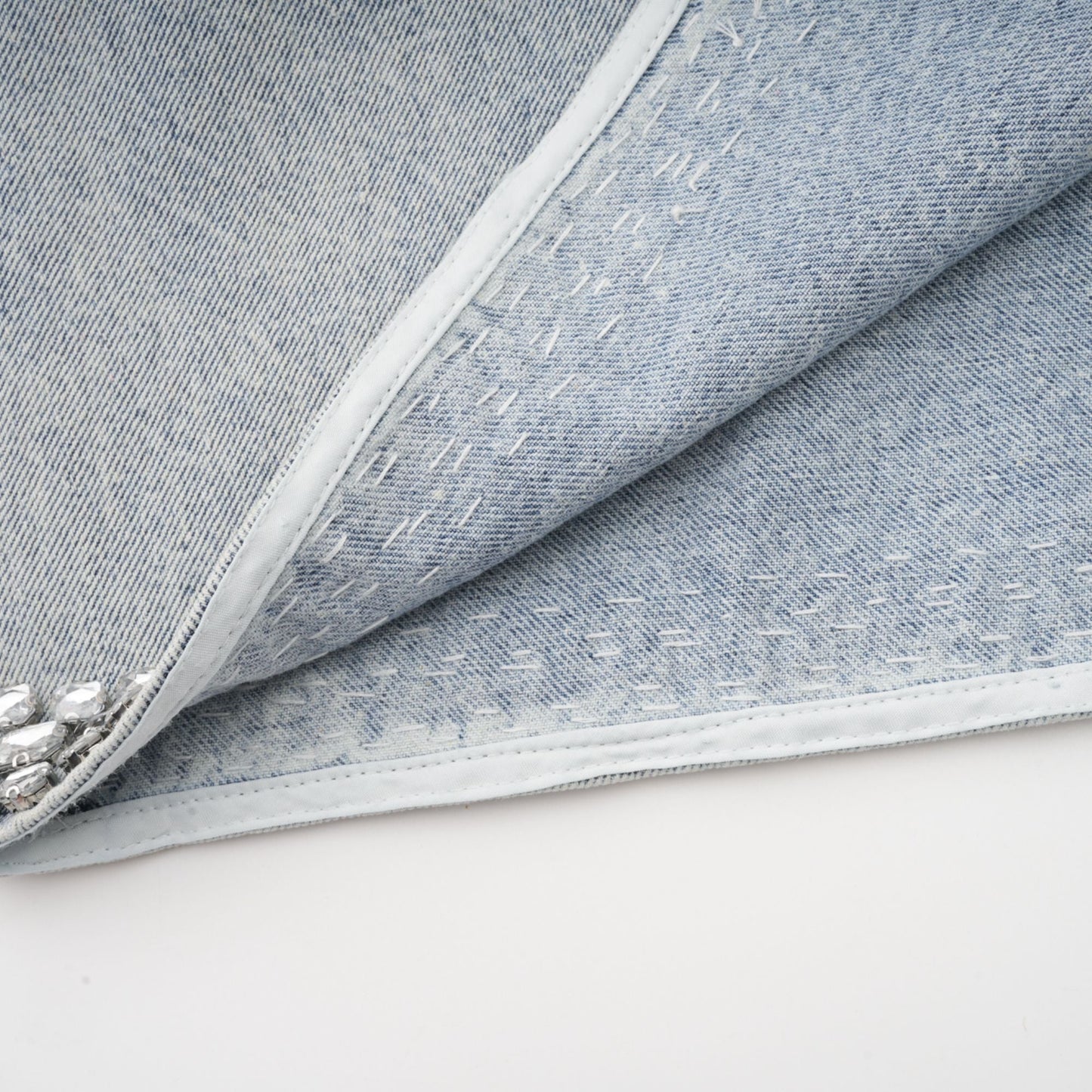 Daphné blue crystal sleeveless denim mini dress