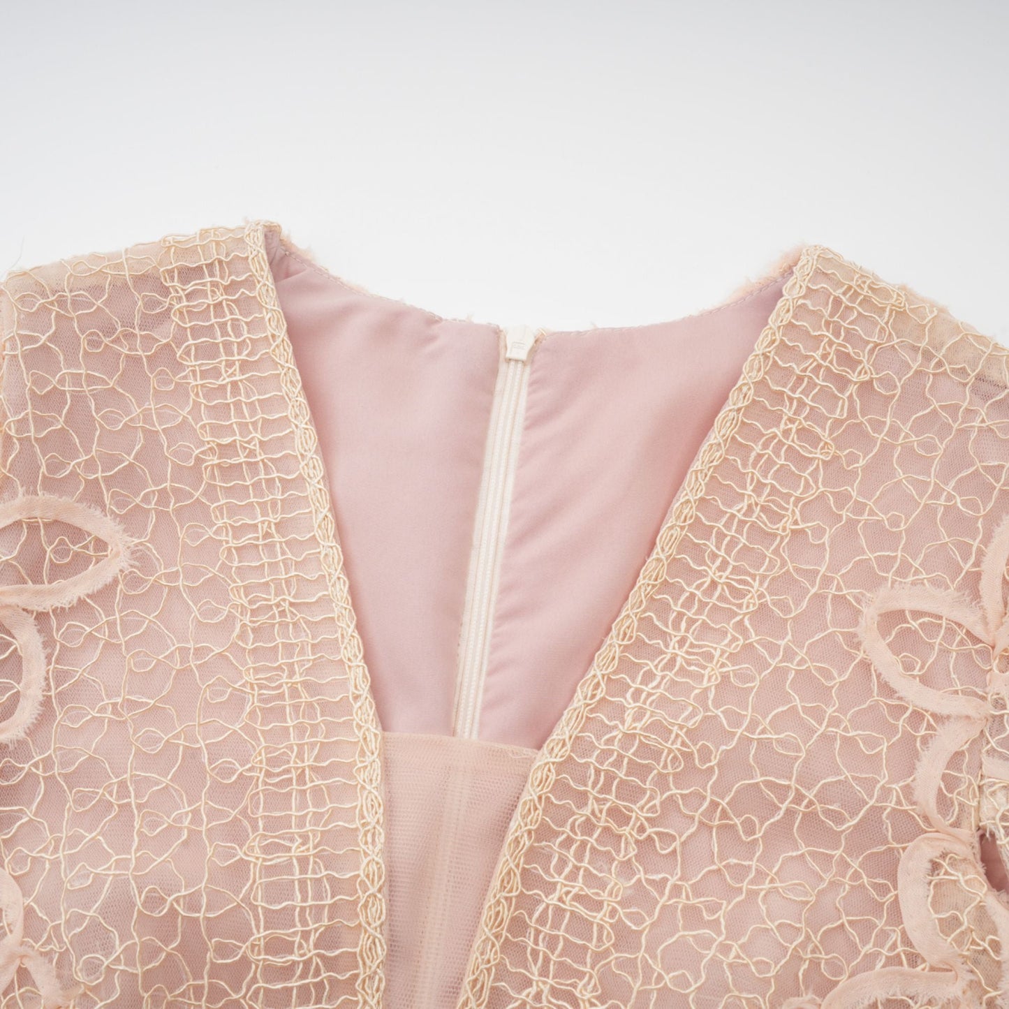 Bérengère neutrals faux-flower crochet midi dress