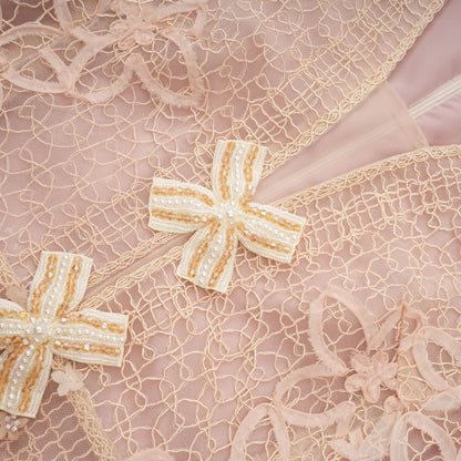 Bérengère neutrals faux-flower crochet midi dress