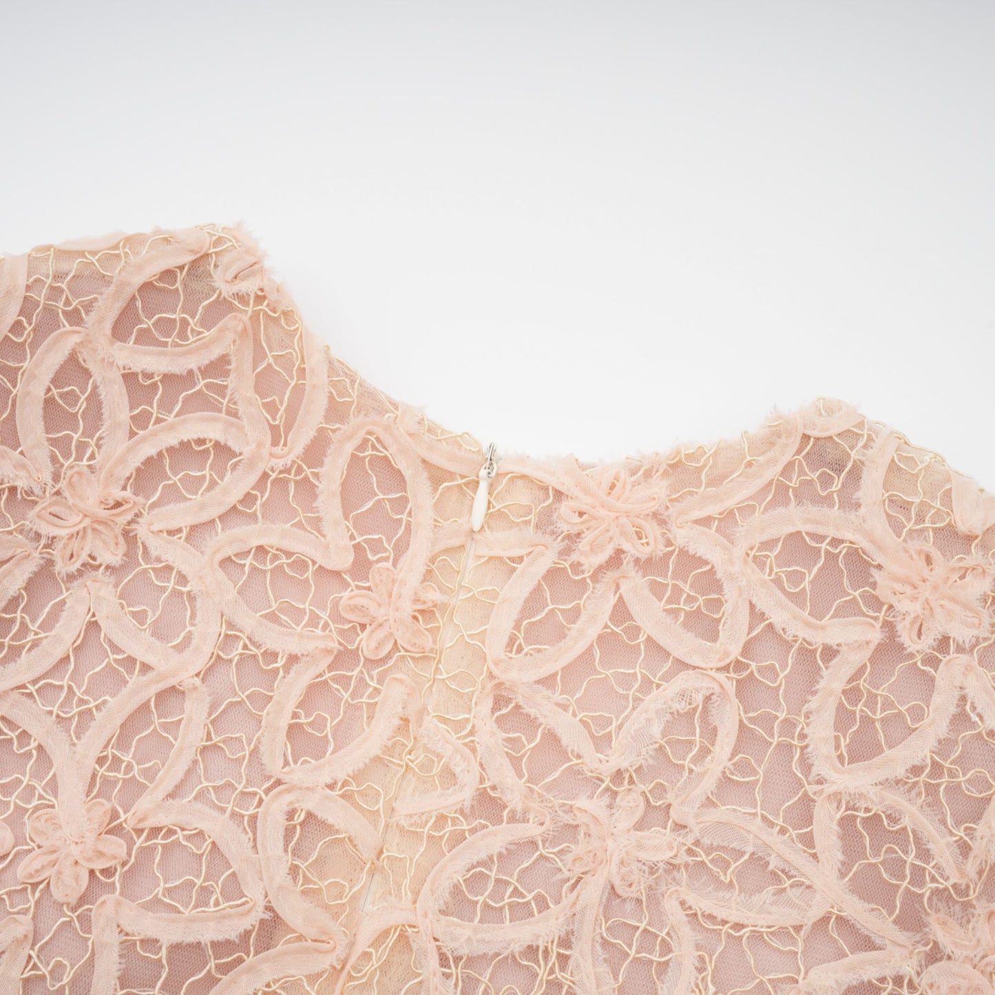 Bérengère neutrals faux-flower crochet midi dress