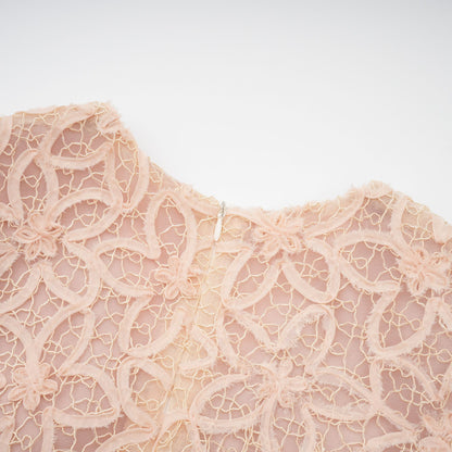 Bérengère neutrals faux-flower crochet midi dress