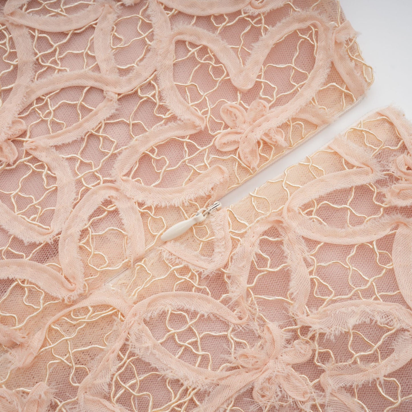 Bérengère neutrals faux-flower crochet midi dress