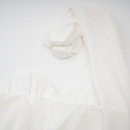 Maeva white halterneck floral-appliqué top