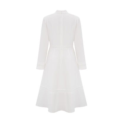 Madeleine white panelled embroidered midi dress