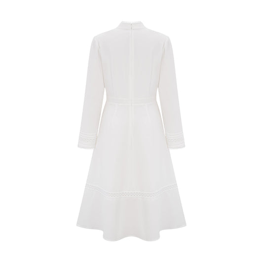 Madeleine white panelled embroidered midi dress