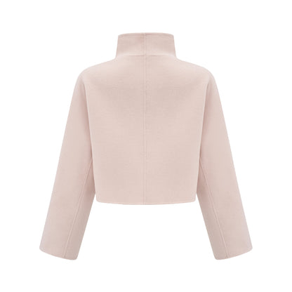 Vienne pink diagonal-placket short coat