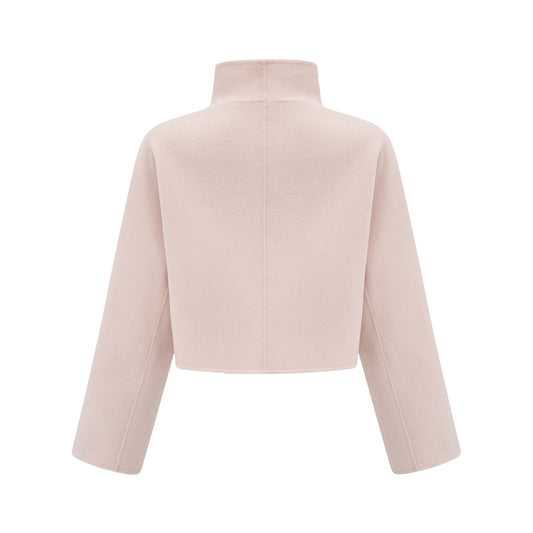 Vienne pink diagonal-placket short coat