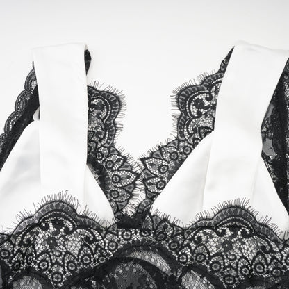 Éléonore contrast-color lace-detail maxi dress