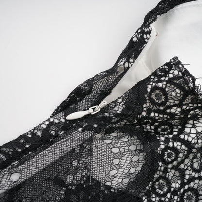 Éléonore contrast-color lace-detail maxi dress