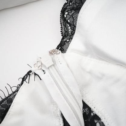 Éléonore contrast-color lace-detail maxi dress