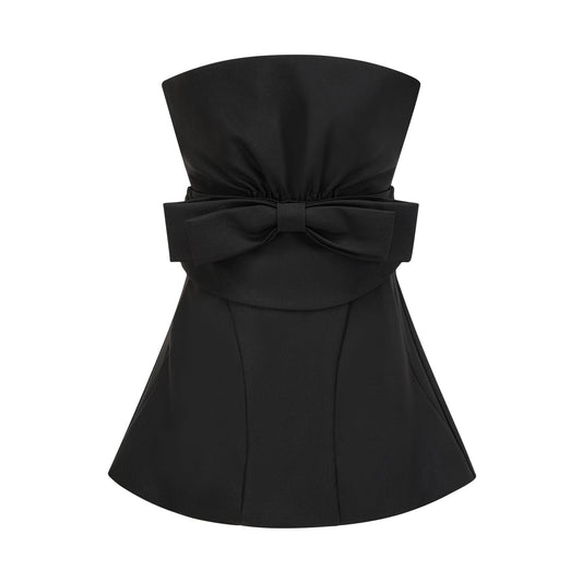 Caribe black bowknot off-shoulder mini dress
