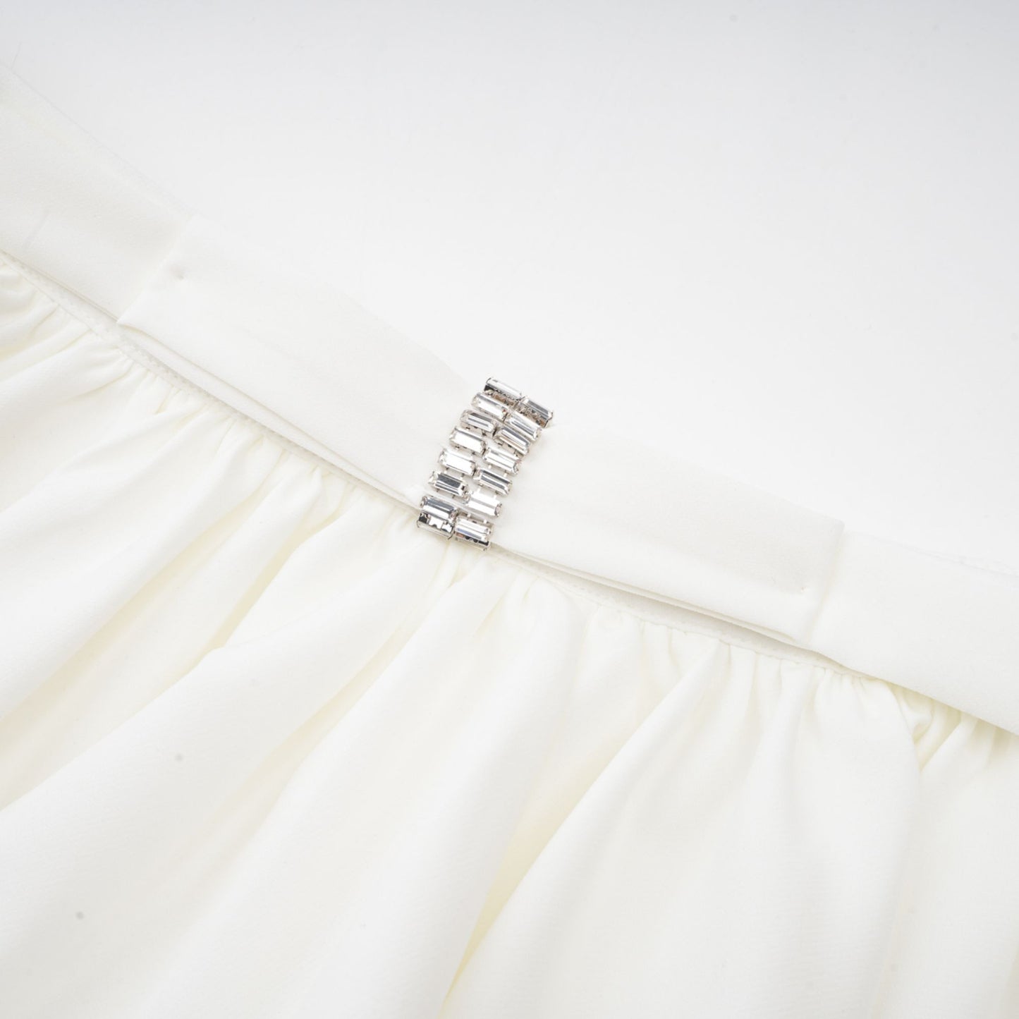 Andrea asymmetrical tulle blouse & skirt matching set in White