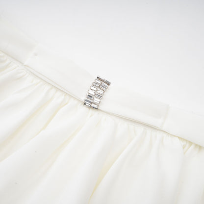 Andrea asymmetrical tulle blouse & skirt matching set in White
