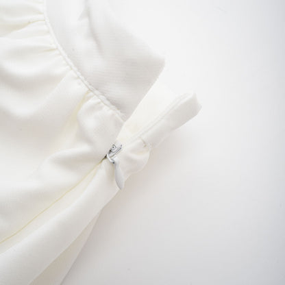 Andrea asymmetrical tulle blouse & skirt matching set in White