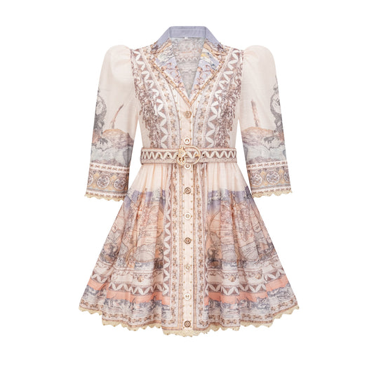 Joséphine Classic Belted V-Neck Mini Dress
