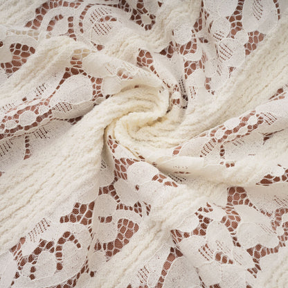 Émeline floral lace flared-cuff maxi dress in Neutrals