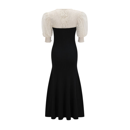 Noa lace-trimmed knit midi dress