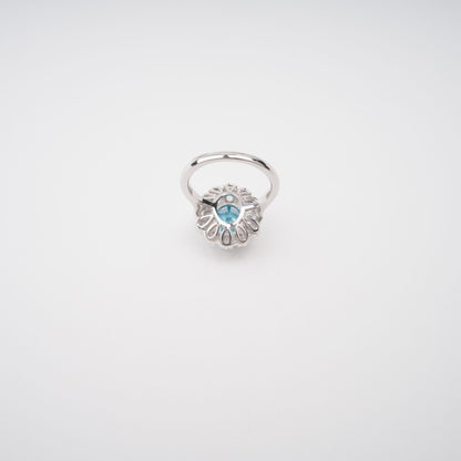 Coralie Blue Floral Gemstone Sterling Silver Ring