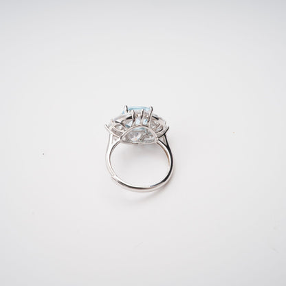 Daphné Blue Sterling Silver Adjustable Gemstone Ring